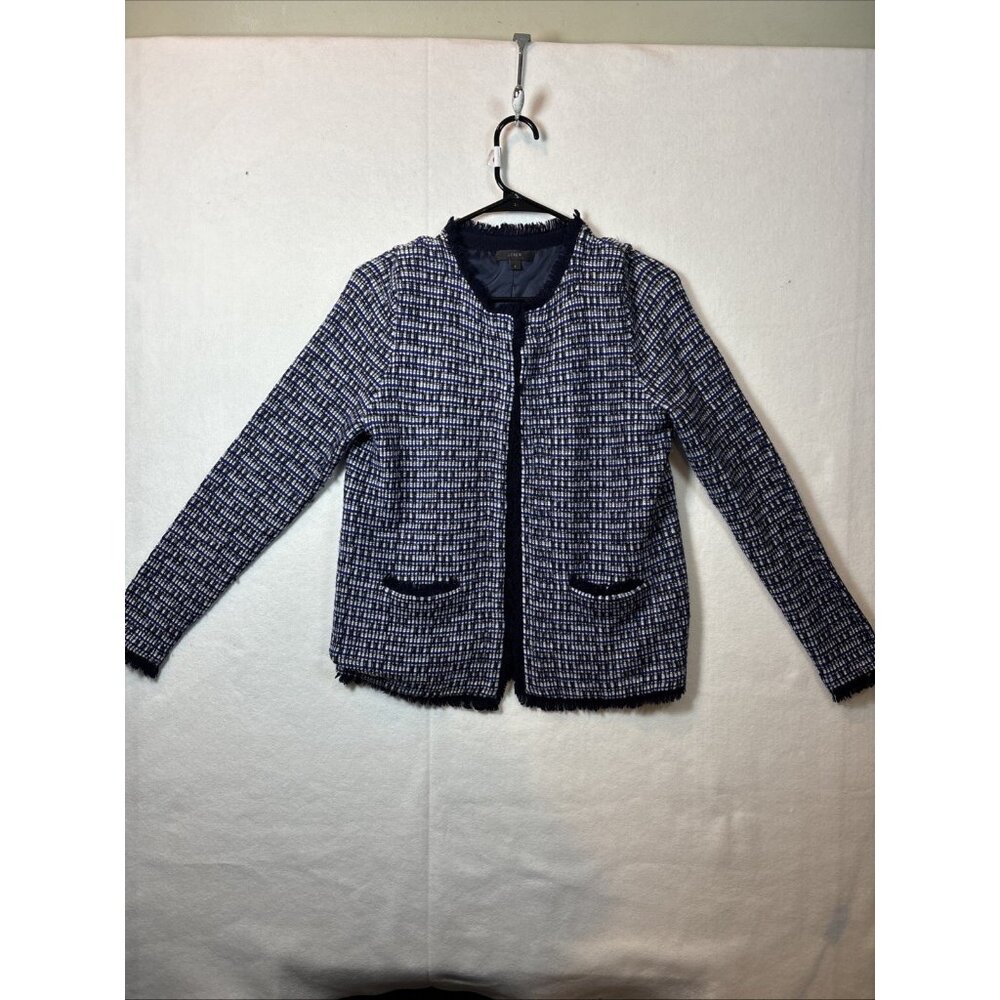 J. Crew Blazer Suit Jacket Womens Sz 18Navy Blue Collarless Wool Blend